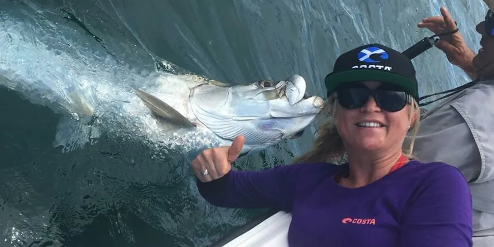 Tarpon jumping next to the boat off Ponce Inlet